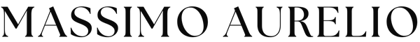 The text 'MASSIMO AURELIO' is displayed in a black serif typeface against a solid white background.